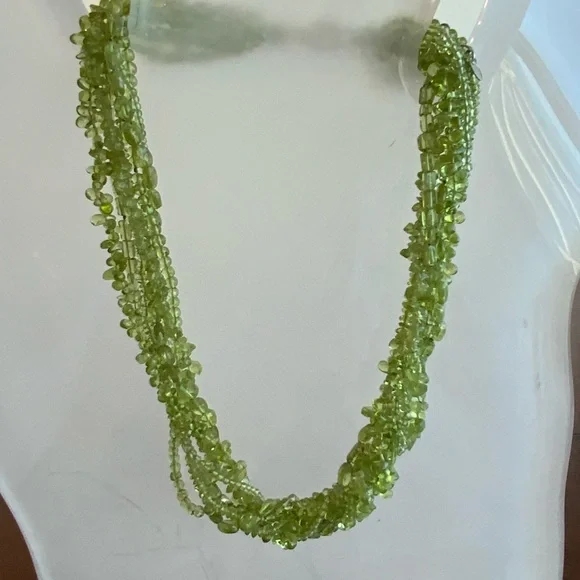 Shimmering 7 Strand Peridot Necklace